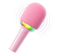 Joomie - Microfono per bambini per canto, 4 in 1, Bluetooth, per karaoke, portatile, senza fili, con luce LED da discoteca, altoparlante, cambio voce, effetto eco, regalo di compleanno per bambini
