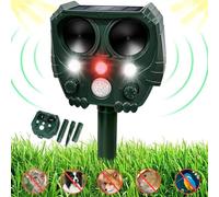 Joomouney Repellente per gatti da giardino, deterrente solare ad ultrasuoni, deterrente impermeabile con sensore PIR e luce flash, 5 modalità di ricarica USB, repellente per animali per gatti, cani