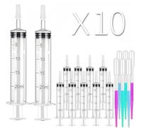 joonnair 10 Pezzi Siringa 20 ml Siringa Senza Ago, Siringa di Plastica con Contagocce e Tappi, Sterili e Riutilizzabili per Misurazione di Liquidi, Alimentazione Animale, Laboratori Scientifici