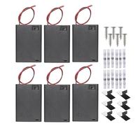 joonnair 6xDIY AA Portabatterie con Interruttore e Cavo, 3x1,5V Batteria Holder Box, Porta Pile con Connettore e Nastro Biadesivo e Viti(nero)