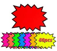 joonnair 80 pezzi 18X14CM Vendita al Dettaglio Etichette Cartellini Prezzi e Segni Fluorescenti Cartellino del Prezzo e Segno in Carta Esplosione Stellare Segni Segnaprezzi