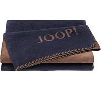 Joop! Coperta a tinta unita double face, in misto cotone, marino/caramello, dimensioni 150 x 200 cm