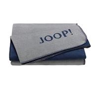 Joop! Coperta a tinta unita, in misto cotone, colore argento/blu navy, dimensioni 150 x 200 cm