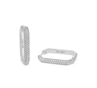 JOOP! Orecchini a cerchio da donna in argento Sterling 925, con zirconi sintetici, 2,6 cm, bianchi, forniti in una confezione regalo per gioielli, 2038938, Piazza