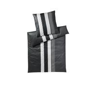 JOOP Satin-Bettwäsche Cornflower Stripe 70x90cm / 140x200cm (Deep Stone) nero