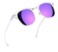 Joopin Occhiali da Sole Donna Polarizzati a Specchio UV Protezione Classici Mezza Montatura Rettangolari Occhiali da Sole Uomo Trasparente (Lenti Viola)