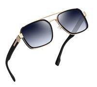 Joopin Occhiali da Sole Polarizzati Pilot Retrò a Doppio Ponte per Donna e Uomo Grandi Classico Quadrati Rettangolari Vintage Occhiali da Guida Protezione UV400 (Blu Sfumato)