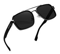 Joopin Occhiali da Sole Polarizzati Pilot Retrò a Doppio Ponte per Donna e Uomo Grandi Classico Quadrati Rettangolari Vintage Occhiali da Guida Protezione UV400 (Nero)