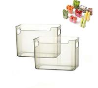 Jooseen 2026 New Crystal Clear Freezer Storage Bins, Clear Plastic Organisers for Bottom Freezer with Handles (Coffee)