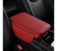 Jooseen Upgraded Car Center Console Cover, Microfiber Leather Armrest Cushion with 2 Side Storage Bags, Universal Car Interior Accessories for Most Vehicles (Red)