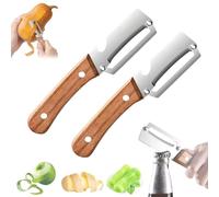 Jooseen Vegetable Peeler for Kitchen Fast Smooth Peeling with Wooden Handle Stainless Steel Blade for Potato Apple Pumpkin Kitchen Tool (2PC)