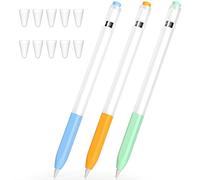 JOOSKO [3 pezzi] Compatibile con Apple Pencil 1a generazione, custodia in silicone traslucido bicolore [con 10 coperchi pennini] per Apple Pencil 1a generazione (azzurro, giallo, menta)