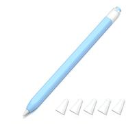 JOOSKO Astuccio classico in silicone compatibile con Apple Pencil di 1a generazione, con 5 custodie in fibra di silicone, antiscivolo, supporto magnetico per ricarica wireless (blu cielo)