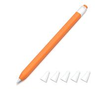 JOOSKO Astuccio classico in silicone compatibile con Apple Pencil di 1a generazione, con 5 custodie in fibra di silicone, antiscivolo, supporto magnetico per ricarica wireless (arancione)