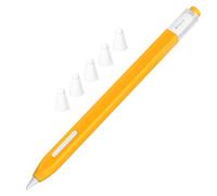 JOOSKO Astuccio classico in silicone compatibile con Apple Pencil di seconda generazione, con 5 custodie in fibra di silicone, antiscivolo, supporto magnetico per ricarica wireless (giallo)