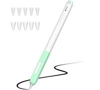 JOOSKO Astuccio compatibile con Apple Pencil di seconda generazione, silicone traslucido Duotone, [con 10 punte in silicone], supporto ricarica wireless magnetica (menta)