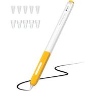 JOOSKO Astuccio compatibile con Apple Pencil di seconda generazione, silicone traslucido Duotone, con 10 punte in silicone, supporto per ricarica wireless magnetica (giallo)