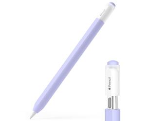 JOOSKO Astuccio per Apple Pencil (USB-C), custodia protettiva in silicone, supporto magnetico e doppio tocco (lavanda)