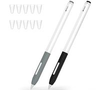 JOOSKO Compatibile con Apple Pencil 2nd Generation Case, confezione da 2 astucci in silicone, supporta la ricarica magnetica e la funzione doppio clic, [con 10 custodie in silicone] (nero e grigio)