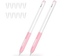 JOOSKO Compatibile con Apple Pencil 2nd Generation Case, confezione da 2 matite in silicone, supporta la ricarica magnetica e la funzione doppio clic, [con 10 cover in silicone] (ros rosa)