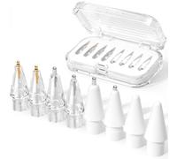 JOOSKO Confezione da 8 punte di ricambio aggiornate per Apple Pencil Pro/USB-C/2a generazione/1a generazione (con custodia), punte in metallo misto resistente all'usura per accessori Apple Pencil