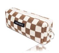 JOOTUEPO 1 Pezzi Astuccio in Velluto a Coste, Astuccio Portapenne 20 x 7 cm, Monocromo Astuccios Chiusura a Zip Portatile Grande Capacità, Per Cartoleria Scuola, Casa e Ufficio (Marrone)