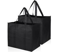 JOOTUEPO 2 Pezzi Borsa per la Spesa Portatile, 41 x 33 x 26 cm Borsa Della Spesa Pieghevole Riutilizzabile Nera con Piccolo Gancio Perfetto per Shopping, Viaggi, Picnic, Spiaggia