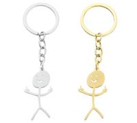 JOOTUEPO 2 Pezzi Portachiavi Personalizzati con Dito Medio Sorridente, Portachiavi con Ciondolo a Forma di Dito Medio Portachiavi dell'amicizia, Regalo per Uomini e Donne (Oro, Argento)