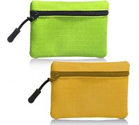 JOOTUEPO 2 pezzi Portamonete, Portamonete con cerniera, porta monete da Donna in Tessuto Oxford, Mini pochette Portatile per Donna Uomo per Gli Spostamenti Quotidiani, Giallo/Verde