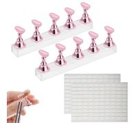 JOOTUEPO 2 Set Supporto Magnetico per Unghie, Acrilico Supporto Unghie Nail Art Stand Set con 200 adesivi Supporti per Tips Pratica, Formazione Corso Nail Art, Manicure Domestico, Salone