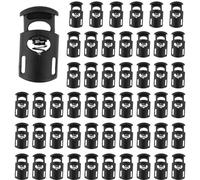 JOOTUEPO 50 Pezzi Fermacorda a Molla Foro Singolo Chiusura a Molla in Plastica per Ricambi Chiusura Zaini Morsetti per Cavo, Clip per Cordini, Borse, Abbigliamento, Scarpe (Nero)