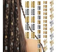 JOOTUEPO 80 Pezzi Gioielli Dreadlocks Trecce Clip, Dreadlock Perline Clip a Spirale, gioielli dreadlocks da donna, Capelli Treccia, Accessori Decorazione per Uomini e Donne Oro
