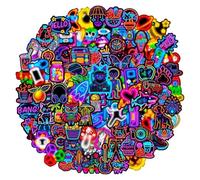 JOOTUEPO Adesivi 100 Pezzi Stickers Neon Cool, Adesivi Vinile Impermeabili, Stickers per Pc Computer Portatile Cellulare Chitarra Bottiglia d'acqua Skateboard Diario Valigie ecc