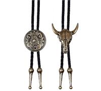 JOOTUEPO Bolo Cravatta, Set di 2 Cravatte Bolo in Pelle Intrecciata con Pendente, Cravatta di cuoio nera per uomo e donna, vintage in pelle/fatta a mano, per Occasioni Formali/Casual/Accessori