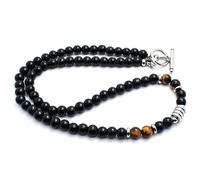 JOOTUEPO Collana da Uomo in Pietre e Cristalli, Collana da Uomo con Perle di Pietre Naturali e Cristalli, Collanas in Occhio di Tigre e Ossidiana, Collanas da Uomo, per San Valentino, papà, Compleann