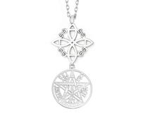 JOOTUEPO Collana di nodi delle streghe, in Acciaio Inox Strega Quartetto Collana di Nodi celtici con Stella e Mezzaluna Ciondolo Protezione Stregoneria Pagana Gioielli irlandesi