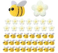 JOOTUEPO Set di 40 api in feltro per artigianato e fiori all'uncinetto, decorazioni in lana per api in peluche, decorazioni per fai da te, decorazioni per feste