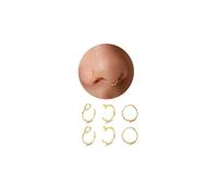 JOOTUEPO Set di 6 Piercing Finti per Naso, Anello per Labbra, 20G Anello per Naso Oro Sottile, Anello Segmentato Clicker in Acciaio Chirurgico, per Naso/Setto/Orecchio/Helix o Trago (8-10mm)