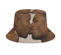 JopaJre Due uomini neri che si baciano meme cappello alla pescatora per donne uomini cappello da pescatore cappello da spiaggia ripiegabile cappelli da viaggio all'aperto, Due uomini neri che baciano