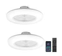 Joparri 2x Ventilatore da Soffitto con Luce e Telecomando, 80W Smart LED Dimmable Ventilatori da Soffitto 3 Light Color Change e 6 Velocità Della Ventola per Camera da Letto Soggiorno