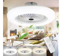 Joparri 2x Ventilatore da Soffitto con Luce e Telecomando, 80W Velocità del Vento Regolabile Luce LED 3000K-6500K Fan Plafoniera LED per Camera da Letto Soggiorno Sala da Pranzo, Bianco