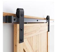 Joparri Set di raccordi per porte scorrevoli, 152 cm (5 piedi), binario di scorrimento in acciaio al carbonio con ruote e guida per porta scorrevole, guida sospesa per singola porta in legno