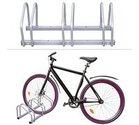 Joparri Supporto per biciclette, per 3 biciclette ciascuno, supporto per parcheggio, supporto da pavimento in acciaio zincato, per montaggio a pavimento e a parete, HBT 26 x 70,5 x 32 cm, argento