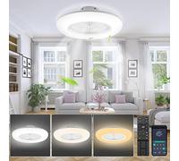 Joparri Ventilatore da Soffitto con Luce e Telecomando, 80W Smart LED Dimmable Ventilatori da Soffitto 3 Light Color Change e 6 Velocità Della Ventola per Camera da Letto Soggiorno