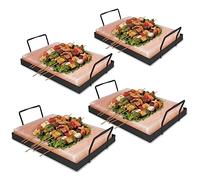 Jopassy Confezione da 4 pietre salate XXL per grigliare, 20 x 30 x 3 cm, con piastra in ferro, pietra salata riutilizzabile, originale sale di cristallo della promontione, piastra di sale per barbecue
