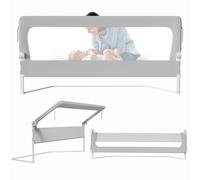 Jopassy Griglia di protezione per il letto, 150 x 68 cm, con chiusura rapida, per bambini, protezione dalle cadute, letto a molle, pieghevole, montaggio arioso, per bambini, colore grigio
