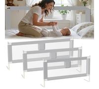 Jopassy Griglia di protezione per letto da 200 cm, altezza regolabile 64-96 cm, per neonati e bambini, con interruttore a doppio pulsante, facile da montare, grigio