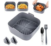 JOPHEK Accessori Friggitrice ad Aria, 5 Pack Accessori Friggitrice ad Aria Quadrata - Cestino per Friggitrice ad Aria in Silicone, Contenitori per Friggitrice ad Aria(20cm)