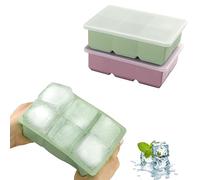 JOPHEK Ghiaccio Stampo Silicone, 2 Pezzi 12 Cubetti Ghiaccio Vaschetta del Ghiaccio con Coperchio, Cubetti di Ghiaccio Quadrati Grandi 4,8cm per Cocktail, Whisky, Vino, Frutta, Puree di Frutta, Gelati