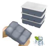 JOPHEK Ghiaccio Stampo Silicone, 3 Pezzi 18 Cubetti Ghiaccio Vaschetta del Ghiaccio con Coperchio, Cubetti di Ghiaccio Quadrati Grandi 4,8cm per Cocktail, Whisky, Vino, Frutta, Puree di Frutta, Gelati